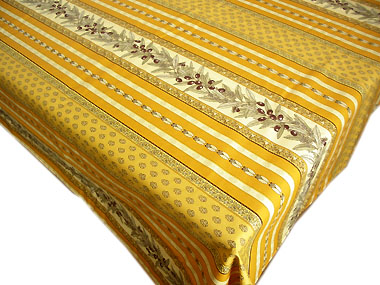 French coated tablecloth (olives tamaris sunflowers. yellow)